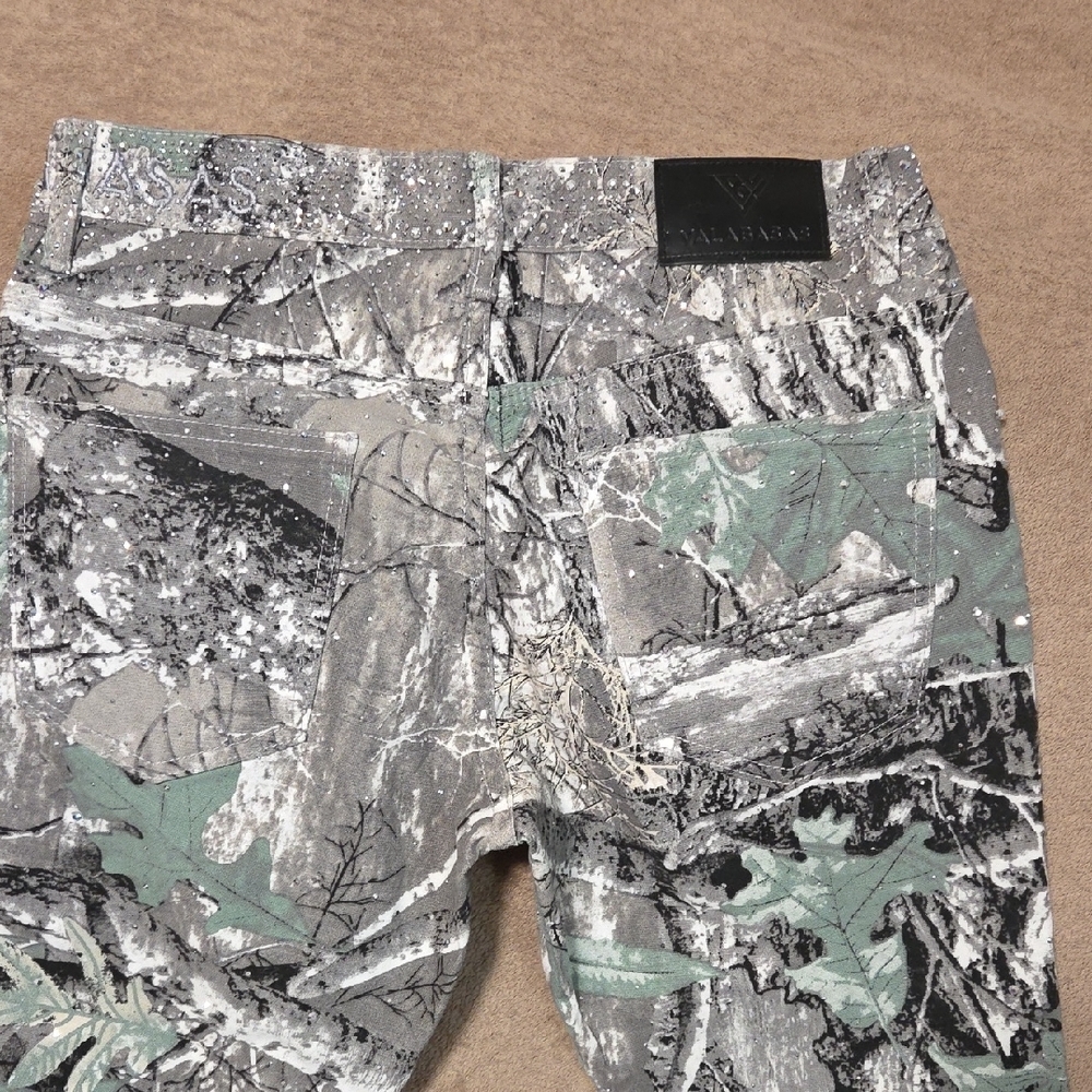 Valabasas Silver Embellished Men Camouflage Flare Jeans Size 30 - Picture 6 of 10